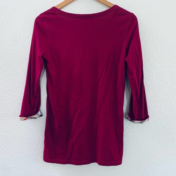 Burberry Brit v neck 3/4 long sleeve top burgundy size small - Picture 3 of 6